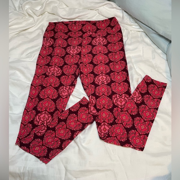 Lularoe Red Patterned Leggings - Picture 3 of 4